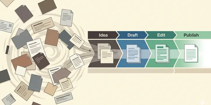 Editorial hero image for the core concept of this post. How to manage content stages without drift
